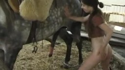 Интересное zoo XXX porn секс с конем молодая девушка с маленькими сисечками развратничает